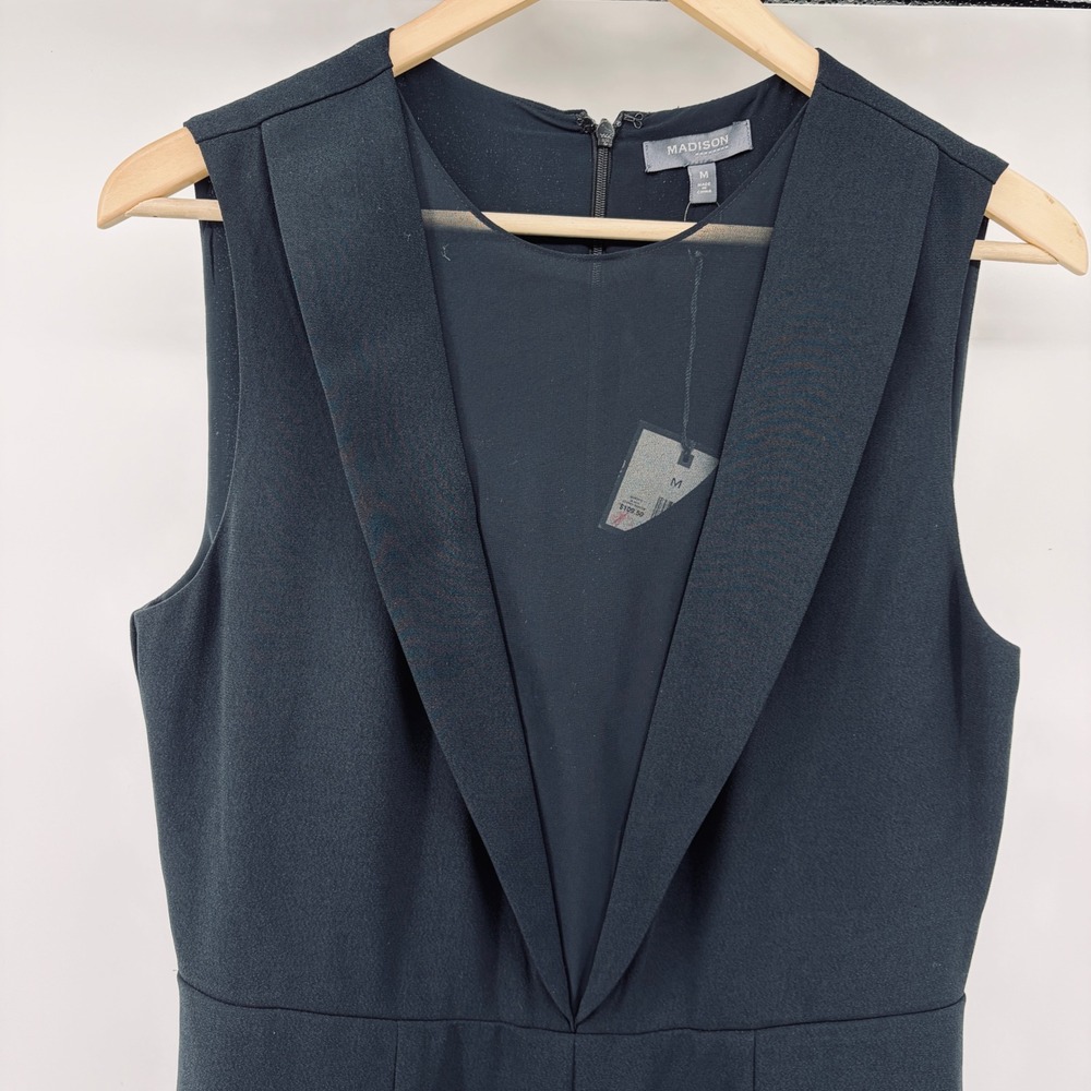 NEW Madison Women M Black Starry Nights Sleeveless Wide Leg Jumpsuit